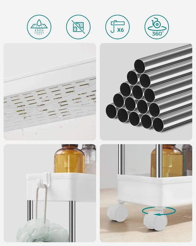 Rollwagen Küchenregal mit Haken Weiss von Songmics