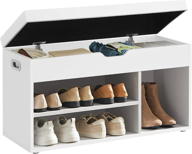 Schuhbank mit Stauraum gepolstert wolkenweiss von guteszeug.ch