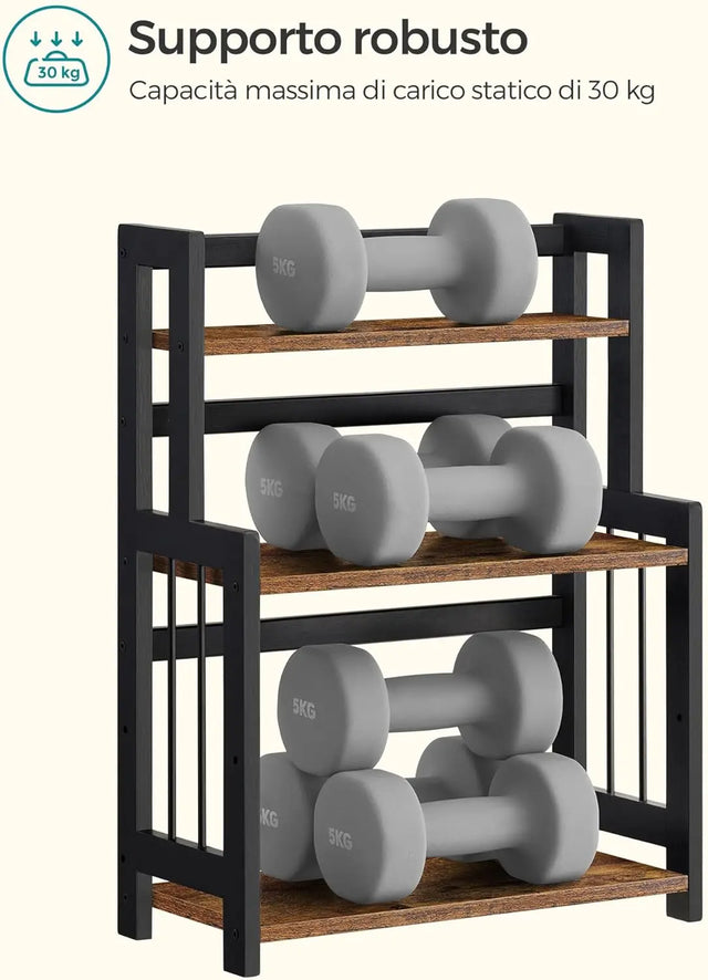 Gewürzregal Bambus 3 Ebenen vintagebraun-schwarz von Songmics