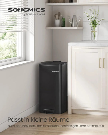 Mülleimer Küche 30L Stahl Tintenschwarz von Songmics