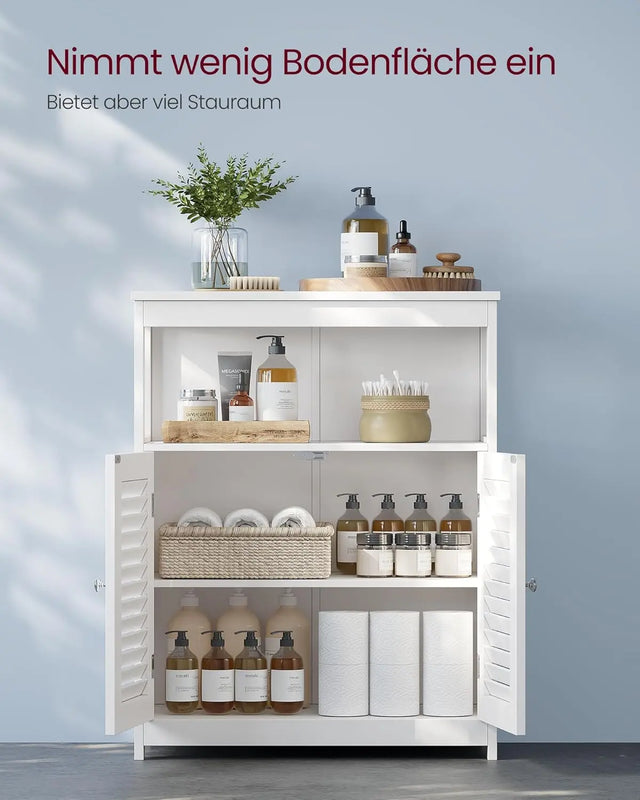 Badezimmerschrank Aufbewahrungsregal mit Türen Weiss von Songmics