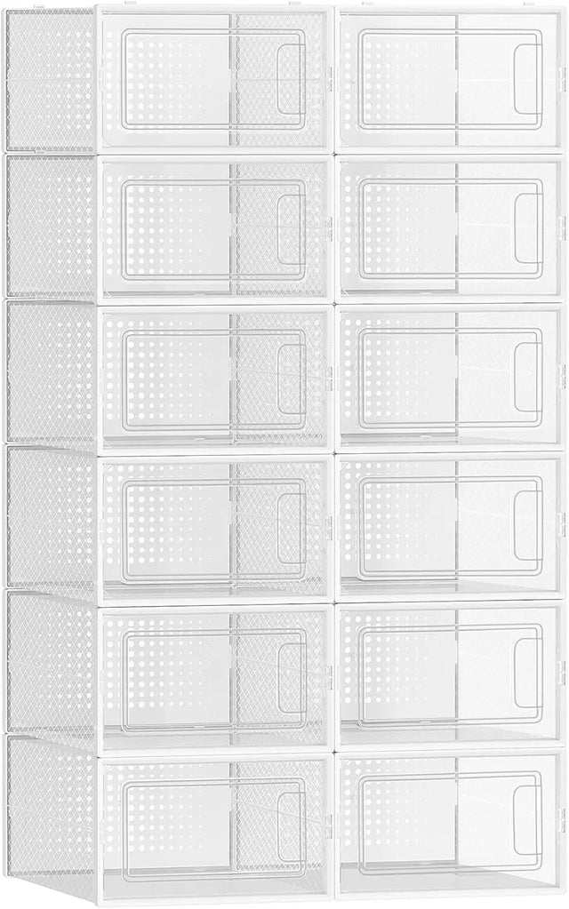 Schuhboxen Set stapelbar Kunststoff transparent-weiss von Songmics