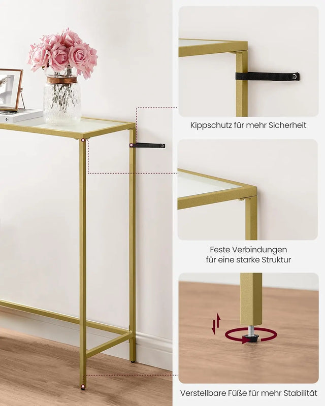 Konsolentisch mit Hartglasoberfläche hellgold-transparent von Songmics