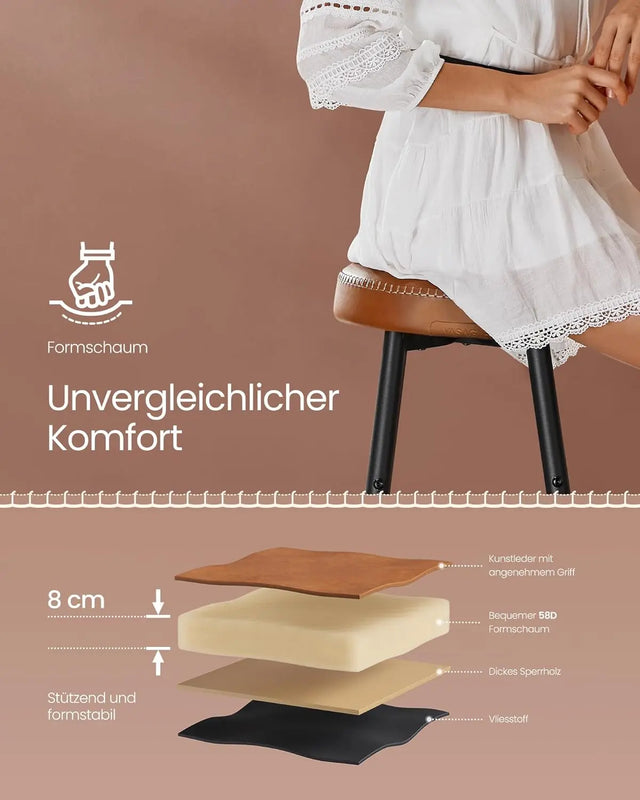 Barhocker Set Kunstleder Mid-Century Karamellbraun von Songmics