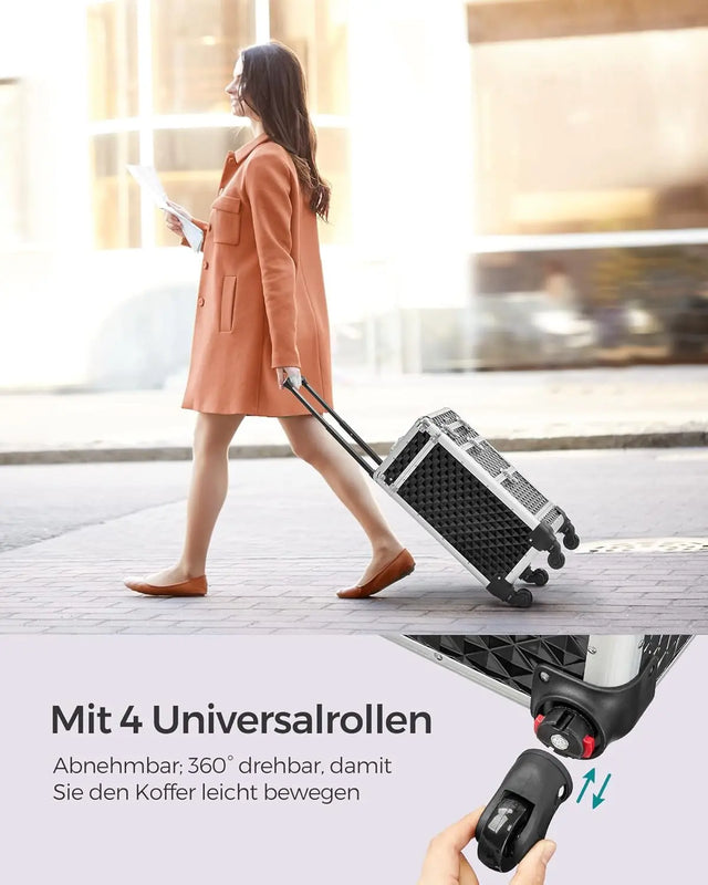 Kosmetikkoffer Trolley mit Schubladen Schwarz von Songmics