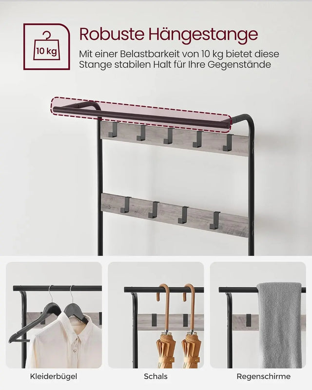 Garderobenständer mit Schuhbank Industrie-Design Greige von Songmics