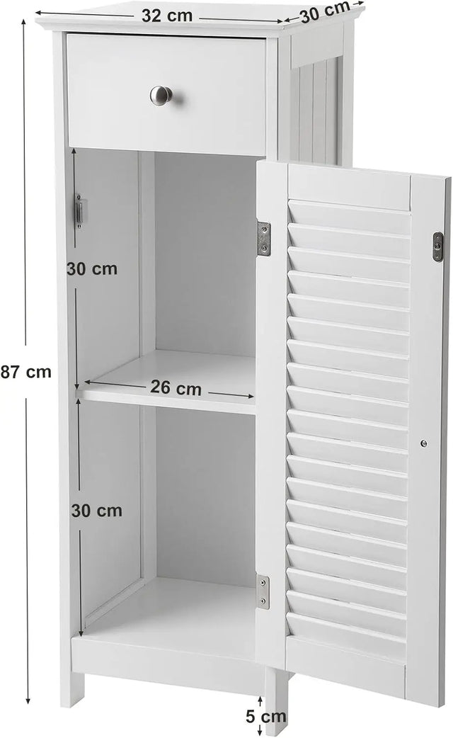 Badezimmerschrank mit Schublade Lamellentür Weiss von Songmics