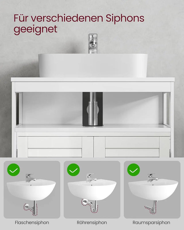 Waschbeckenunterschrank mit Lamellentüren wolkenweiss von Songmics