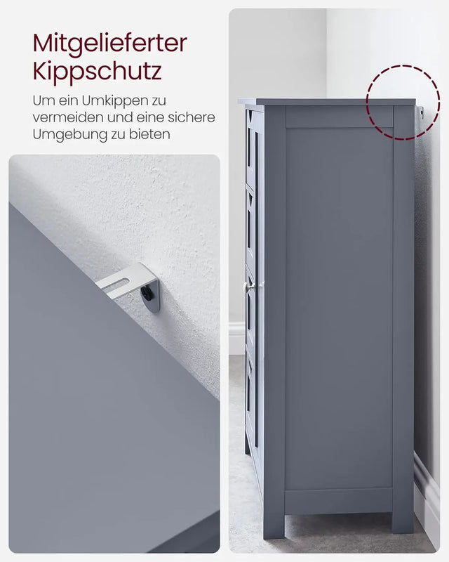 Badezimmerschrank mit Schubladen und Tür Grau von Songmics