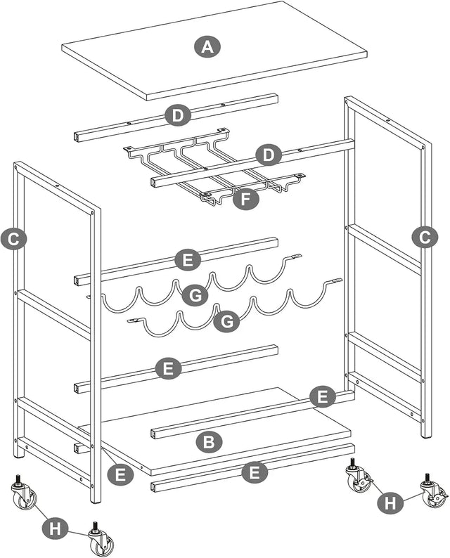 Servierwagen Küchenwagen Industrie-Design vintagebraun-schwarz von Songmics