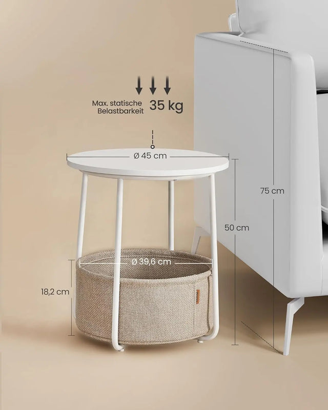 Beistelltisch mit Stauraum, modern, Mattweiss-Kamelbraun von Songmics