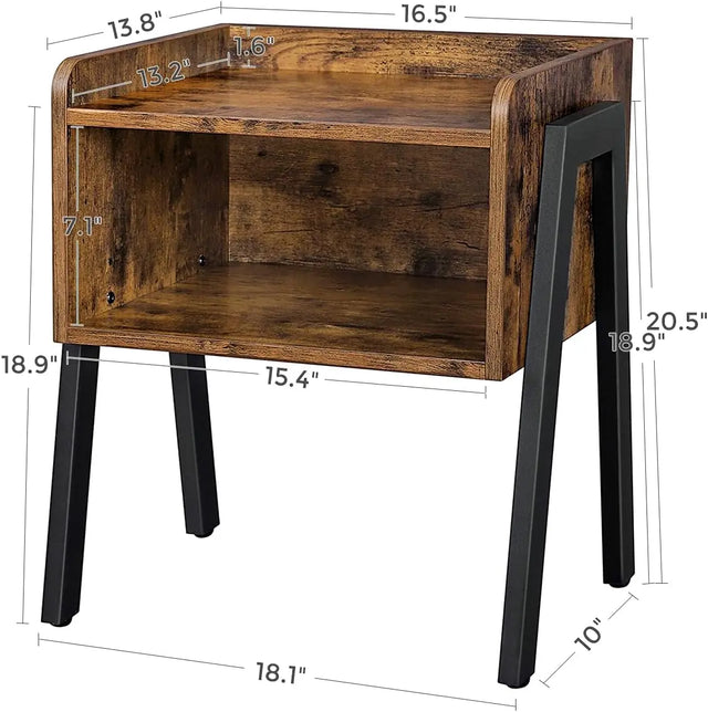 Nachttisch Industrie-Design mit Fach Vintagebraun von Songmics