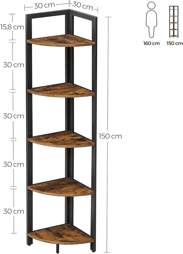 Eckregal mit 5 Ablagen Vintagbraun von Songmics