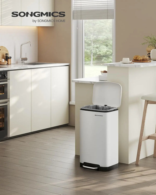 Mülleimer Küche 30L Stahl Weiss von Songmics