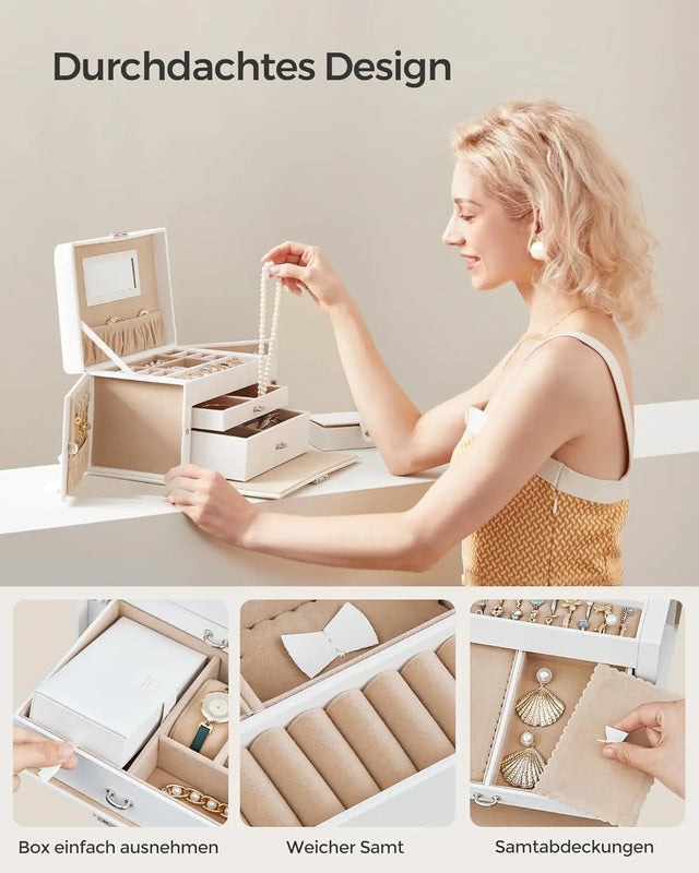 Schmuckkästchen mit Schubladen und Mini-Box Weiss von Songmics