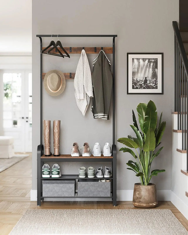 Kleiderständer mit Schuhregal rustikales Braun von Songmics