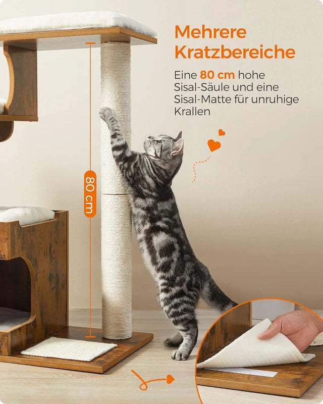 Kratzbaum mit Höhle und Liegeflächen vintagebraun von Songmics