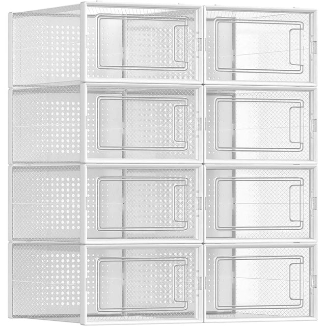 Schuhboxen Set Organizer Faltbar Stapelbar Transparent von Songmics