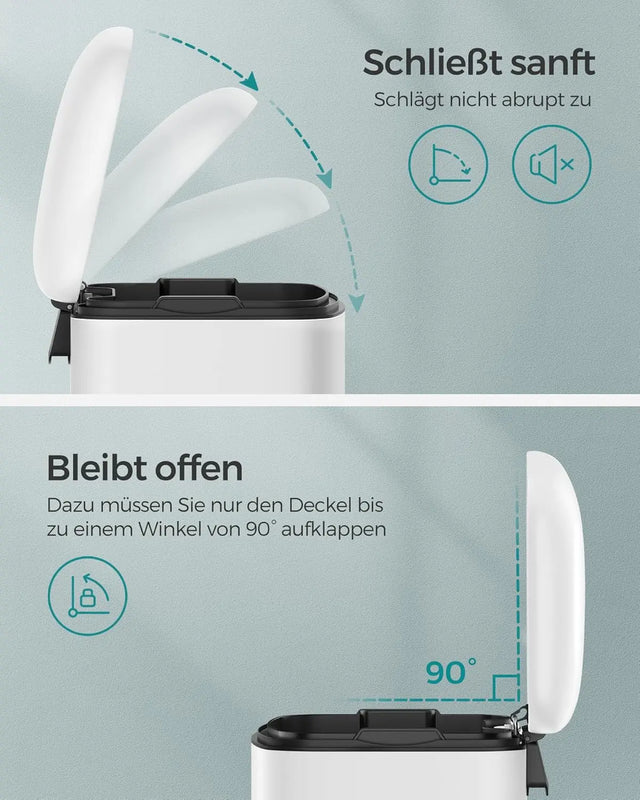 Mülleimer Küche 30L Stahl Weiss von Songmics