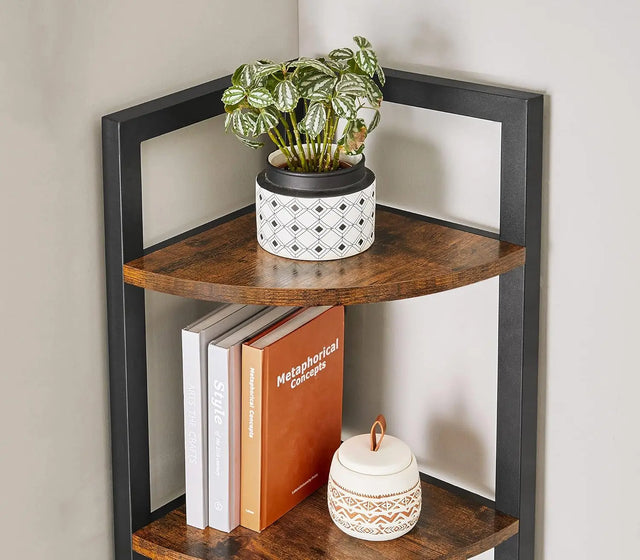 Eckregal mit 5 Ablagen Vintagbraun von Songmics