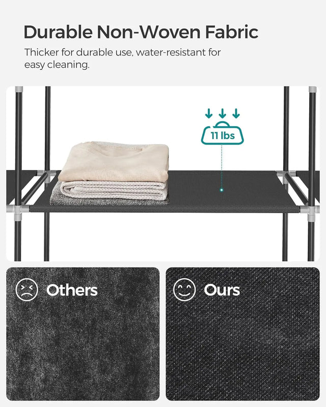 Kleiderschrank Stoffschrank mit Ablagen Schwarz von Songmics