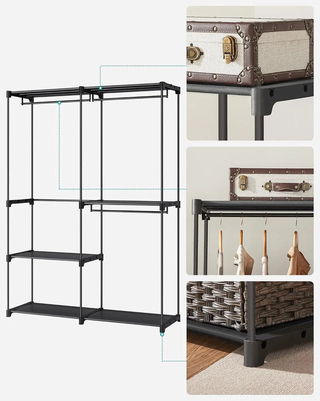 Kleiderschrank offen mit Hängefächern tintenschwarz von Songmics