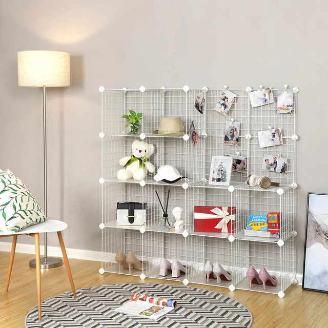 Steckregal Modulares Gitterregal Drahtrahmen Weiss von Songmics