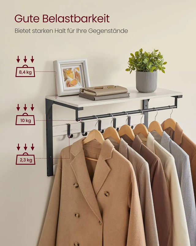 Wandgarderobe mit Ablage vintageweiss-schwarz von Songmics