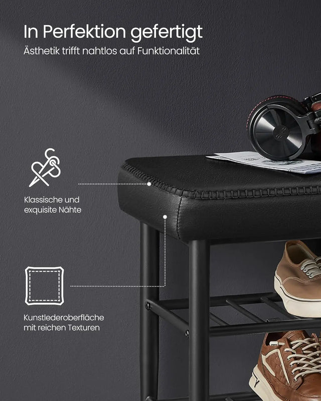 Schuhbank Kunstleder modern tintenschwarz 60er-Jahre von Songmics