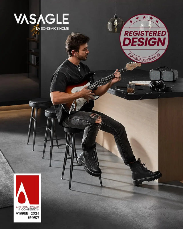 Barhocker 2er Set Kunstleder tintenschwarz von Songmics