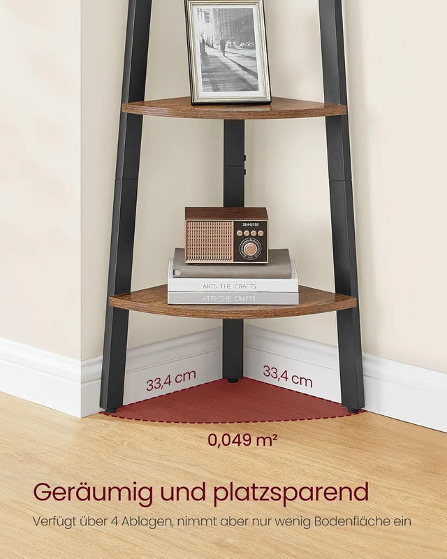 Eckregal Leiterregal Aufbewahrungsregal Industrial Vintagebraun-Schwarz von guteszeug.ch