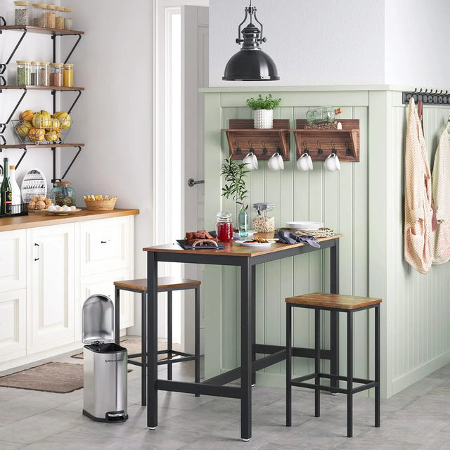 Barhocker Set Vintagebraun-Schwarz 2er Pack von Songmics