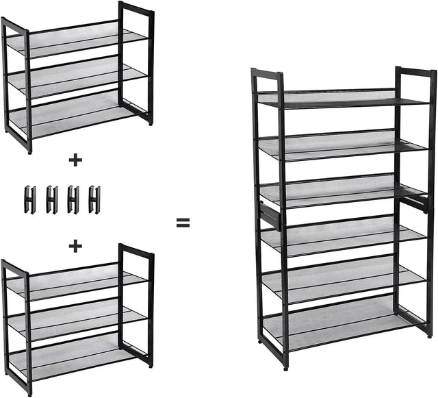 Schuhregal Metall 3 Ebenen Schwarz von Songmics