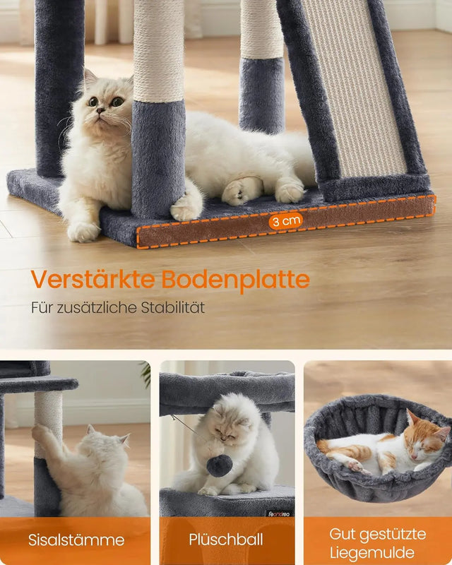 Kratzbaum Katzenbaum mit grosser Plattform rauchgrau von Songmics