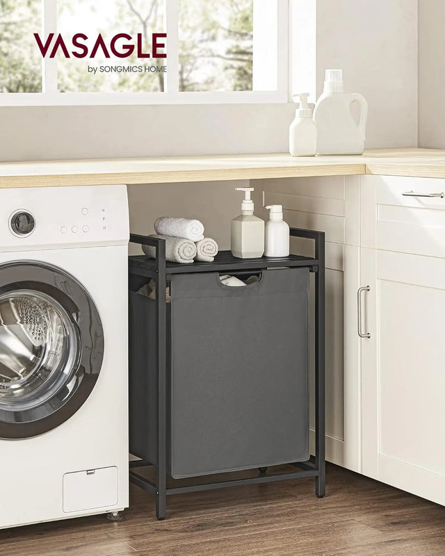 Wäschekorb mit Ablagefläche, Schiefergrau Anthrazitgrau von guteszeug.ch