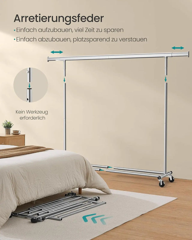 Kleiderständer Schwerlast Ausziehbar Transportabel Silber von Songmics