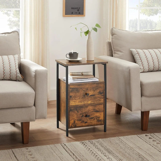 Nachttisch mit Schubladen Industrie-Design Vintagebraun-Schwarz von Songmics