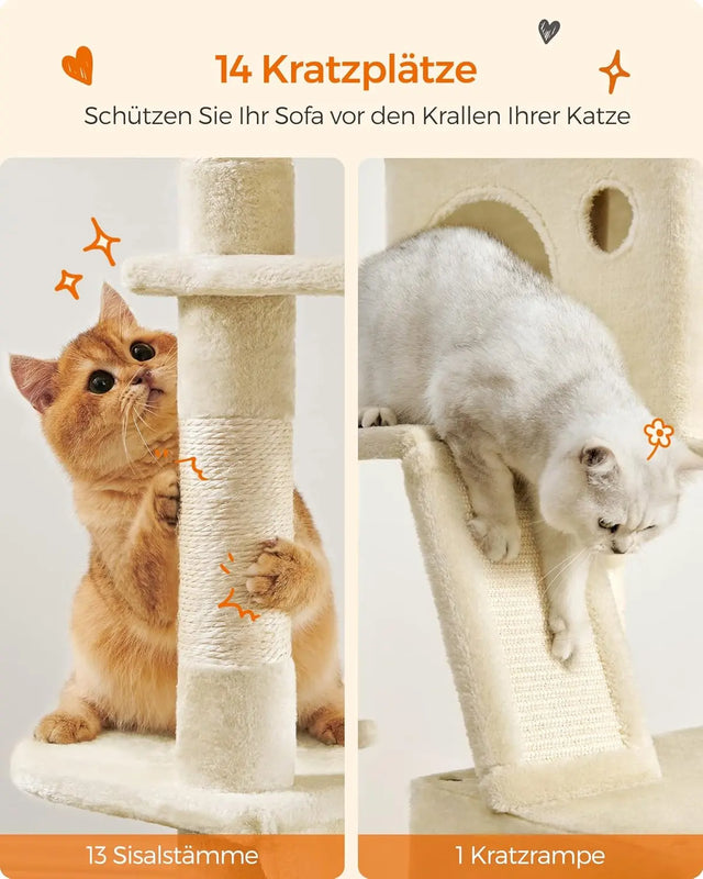 Kratzbaum XXL 206cm 13 Säulen Beige von Songmics