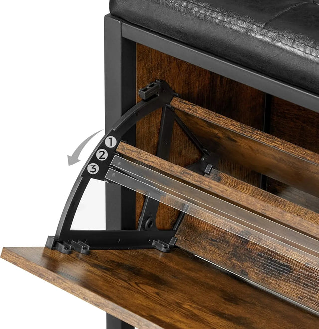 Schuhbank Industrie-Design mit Klappe vintagebraun von Songmics