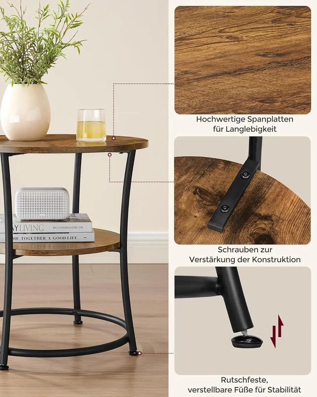 Beistelltisch Industrie-Design mit Ablagen vintagebraun von Songmics