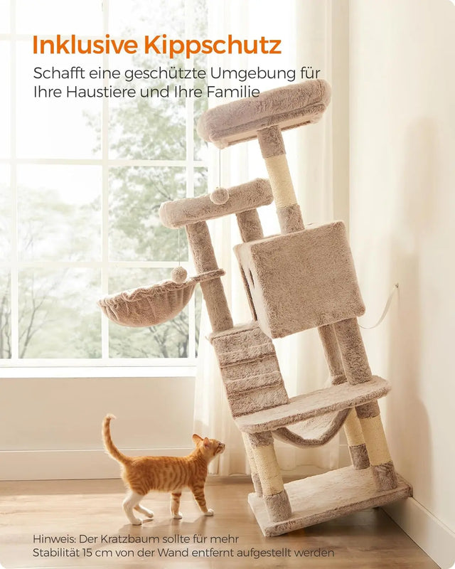 Kratzbaum gross für Katzen Ombré-Braun-Weiss von Songmics