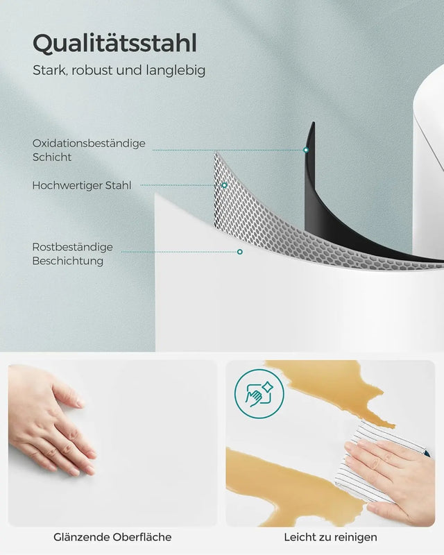 Mülleimer Küche 30L Stahl Weiss von Songmics