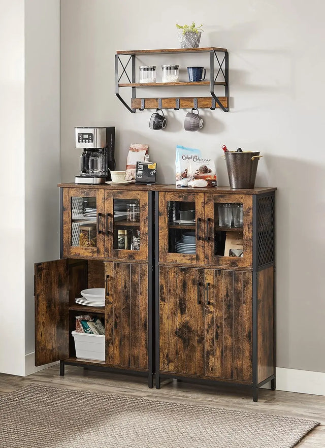 Badezimmerschrank Industriestil mit Stahlgestell Vintagebraun-Schwarz von Songmics