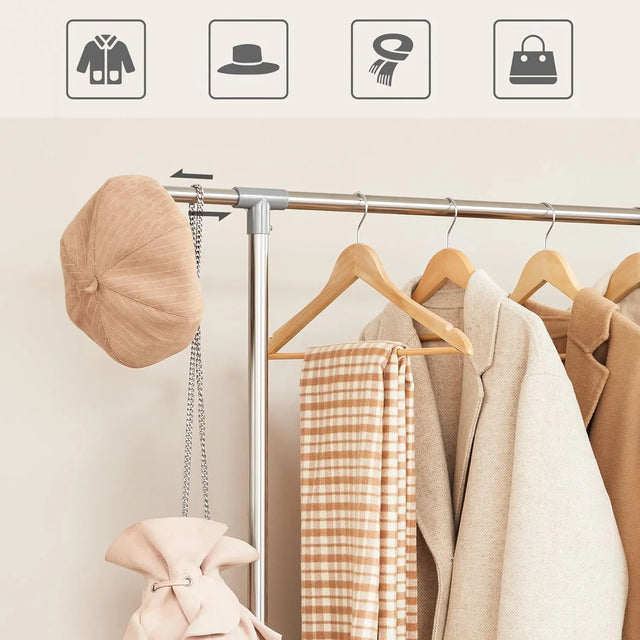 Kleiderständer Höhenverstellbar Edelstahl Rollen Silber von Songmics