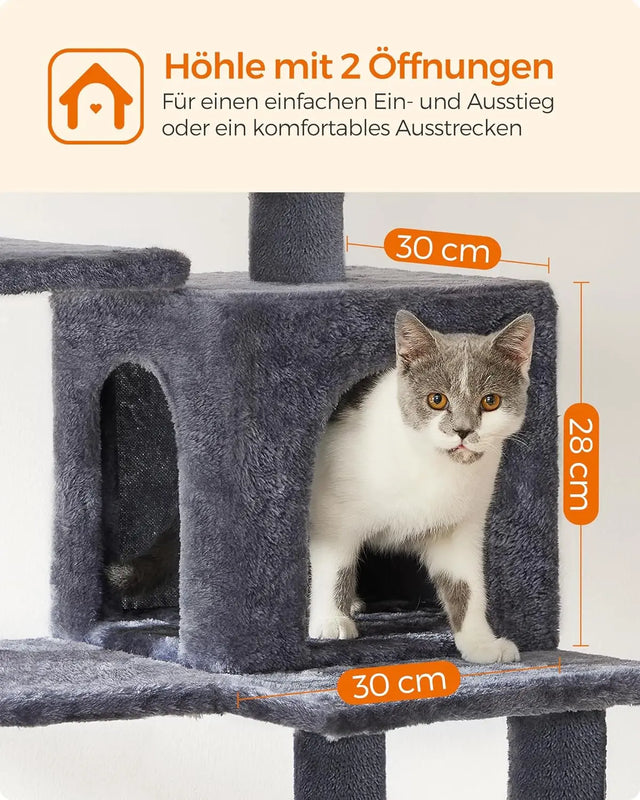 Kratzbaum Katzenhaus mit Hängematte rauchgrau von Songmics