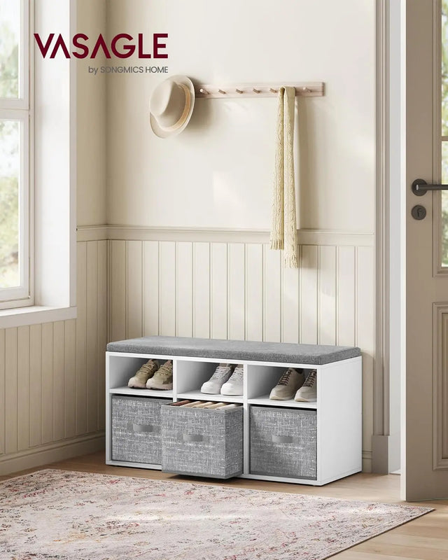 Schuhbank mit Aufbewahrung, wolkenweiss-Taubengrau von Songmics