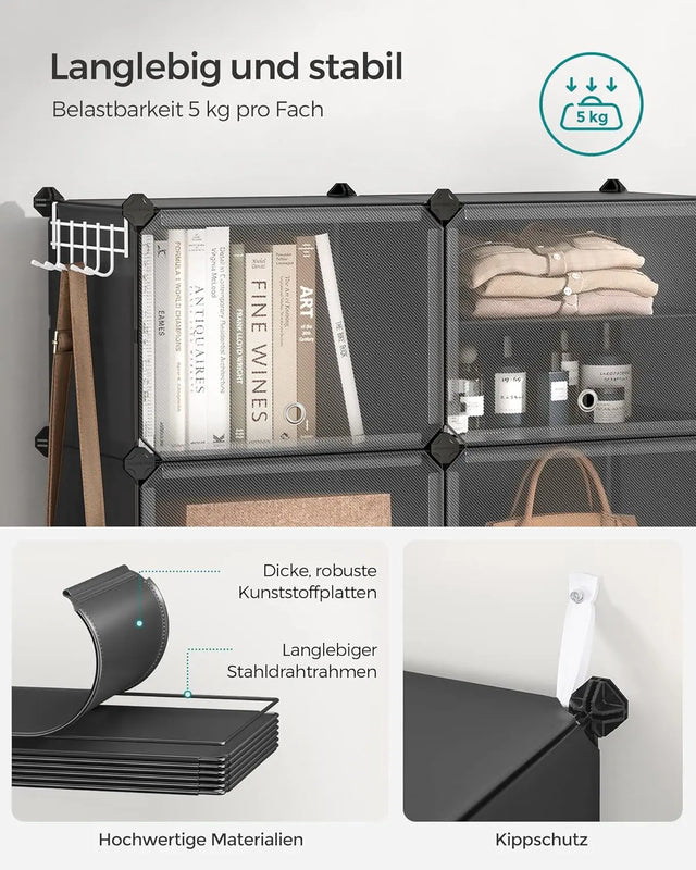 Schuhregal mit 6 Fächern tintenschwarz von Songmics