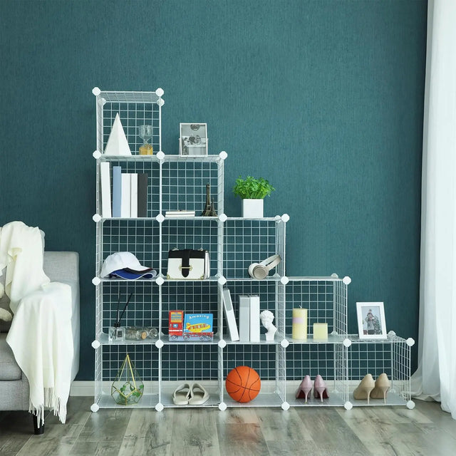 Steckregal Modulares Gitterregal Drahtrahmen Weiss von Songmics