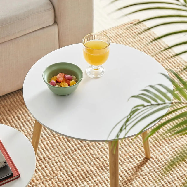 Beistelltisch-Set skandinavisch Kiefernholz Weiss von Songmics