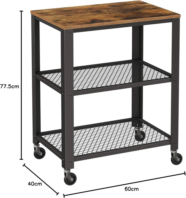 Servierwagen mit Holzplatte und Rollen Vintage von Songmics